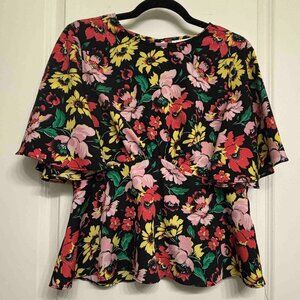 Topshop Women's Open Back Floral Blouse